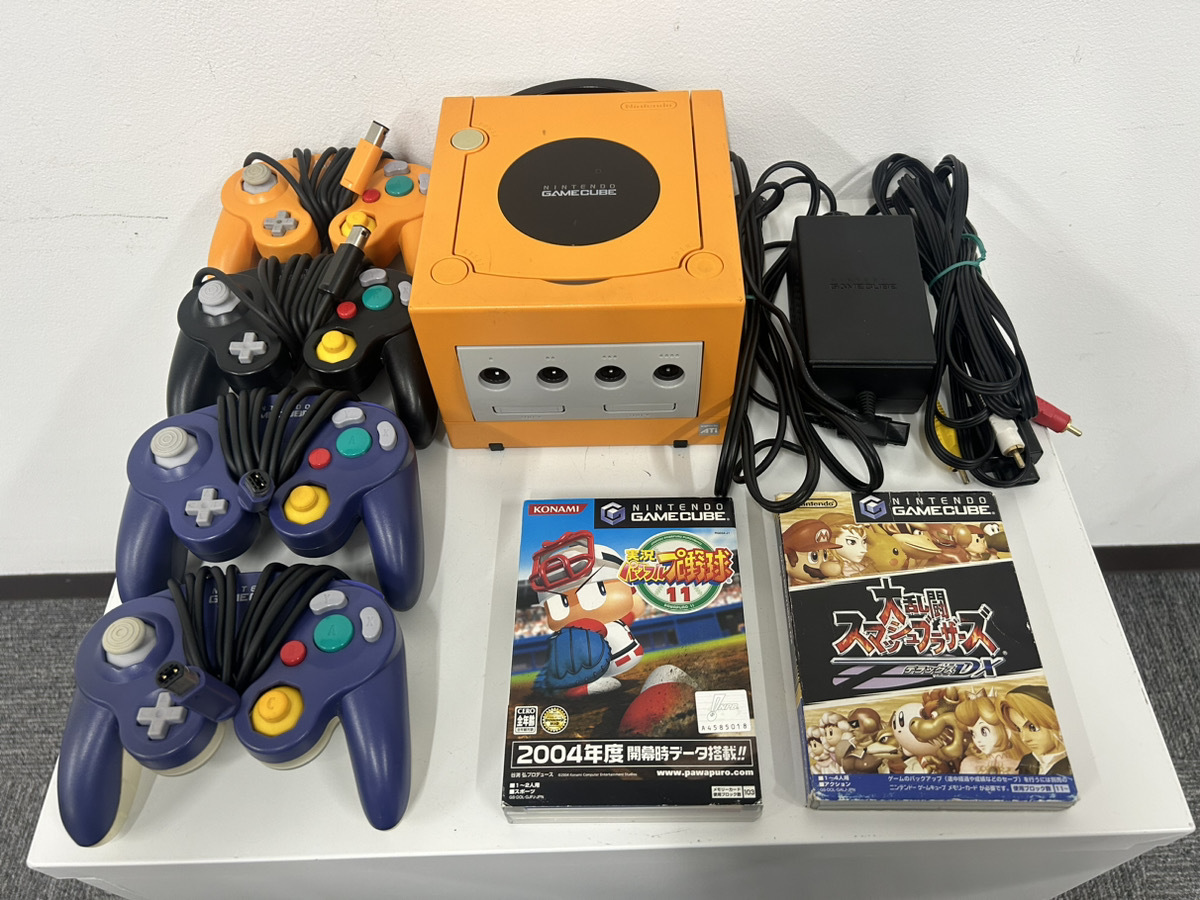 100円～★Nintendo 任天堂 ニンテンドー　ゲームキューブ本体 オレンジDOL-001（Jpn） NINTENDO GAMECUBE　コントローラー・ソフトセット_画像1