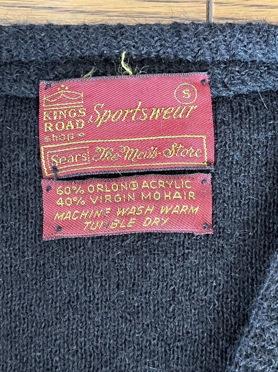  Vintage mo волосы кардиган черный Sears KINGS ROAD