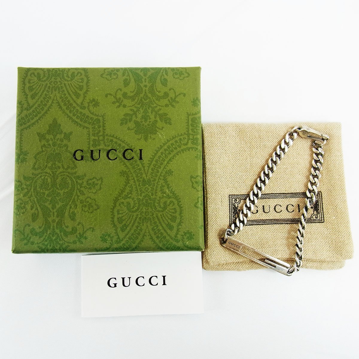  Gucci G Logo браслет плоский цепь SV925 рука вокруг : примерно 19.5cm ширина : примерно 5.6mm примерно 14.1g с ящиком GUCCI#