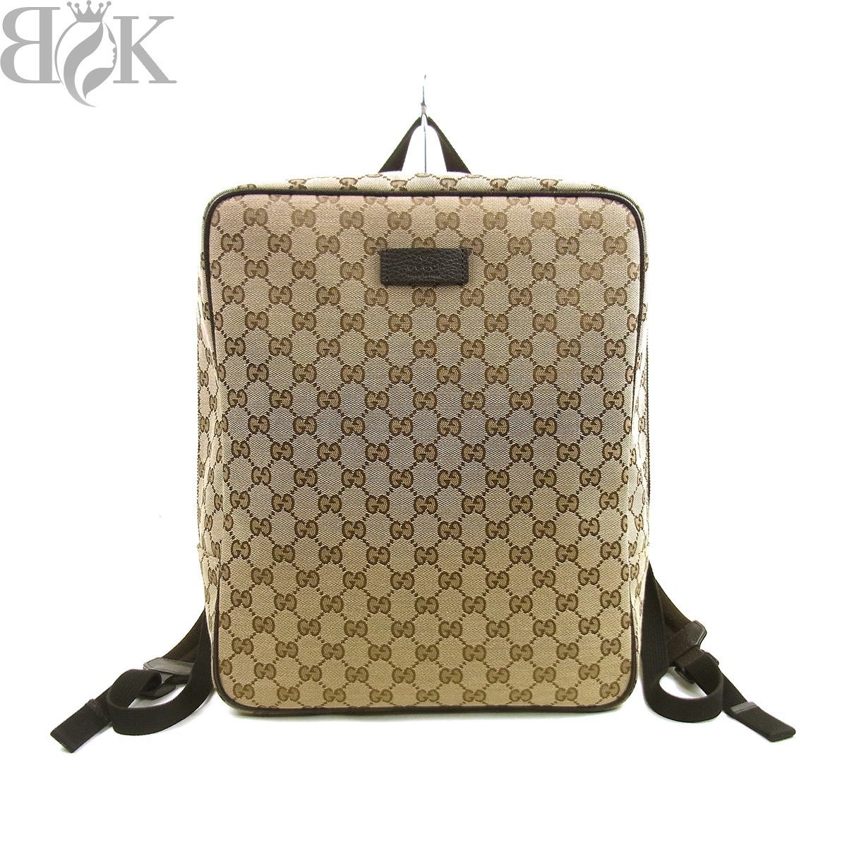 極美品 グッチ リュックサック バックパック 630914 GGキャンバス ベージュ系 ブラウン系 シルバー金具 GUCCI 〓