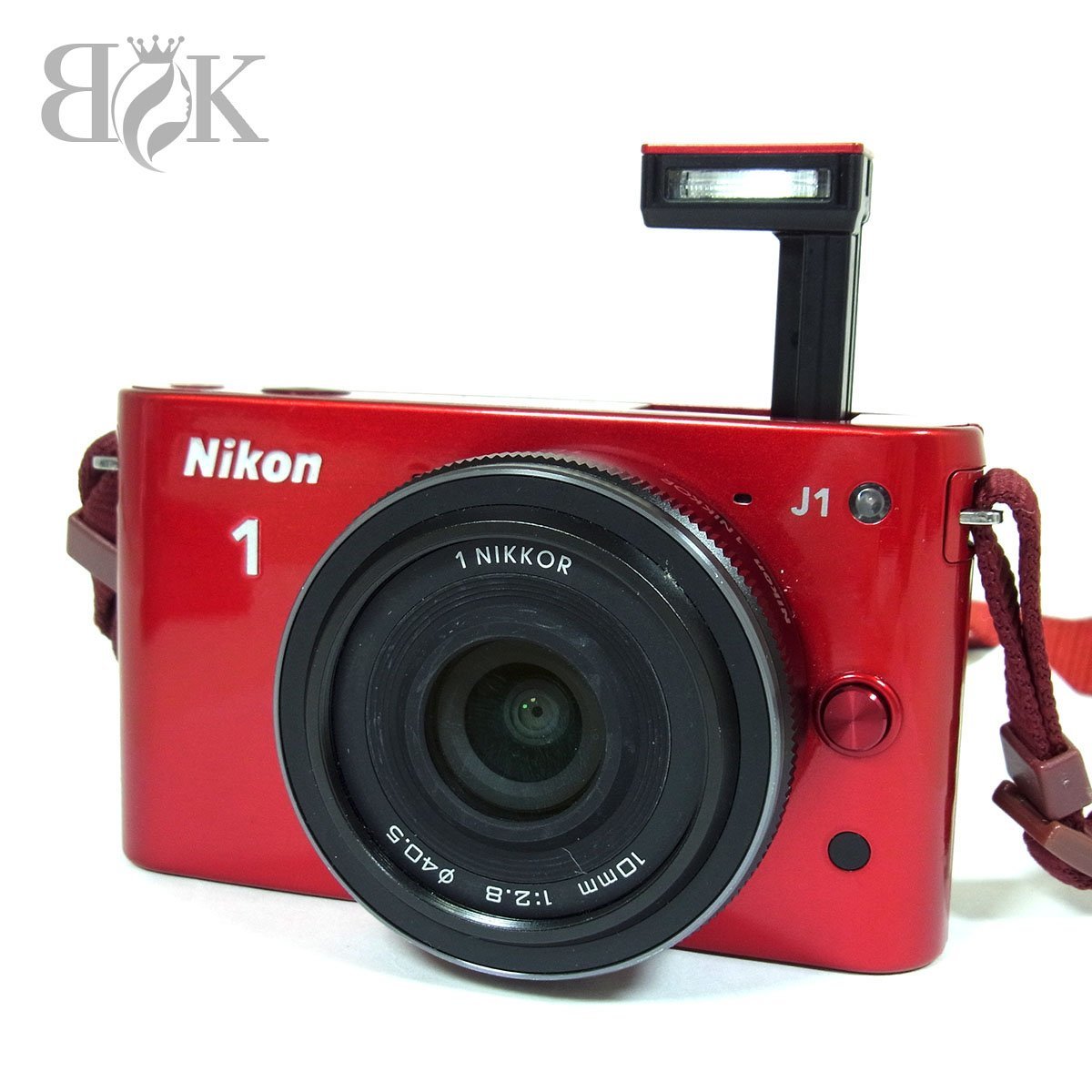 ニコン 1 J1 デジタルカメラ レッド レンズ10mm 1:2.8 通電 動作確認済み 訳アリ品 付属品 Nikon ◆_画像1