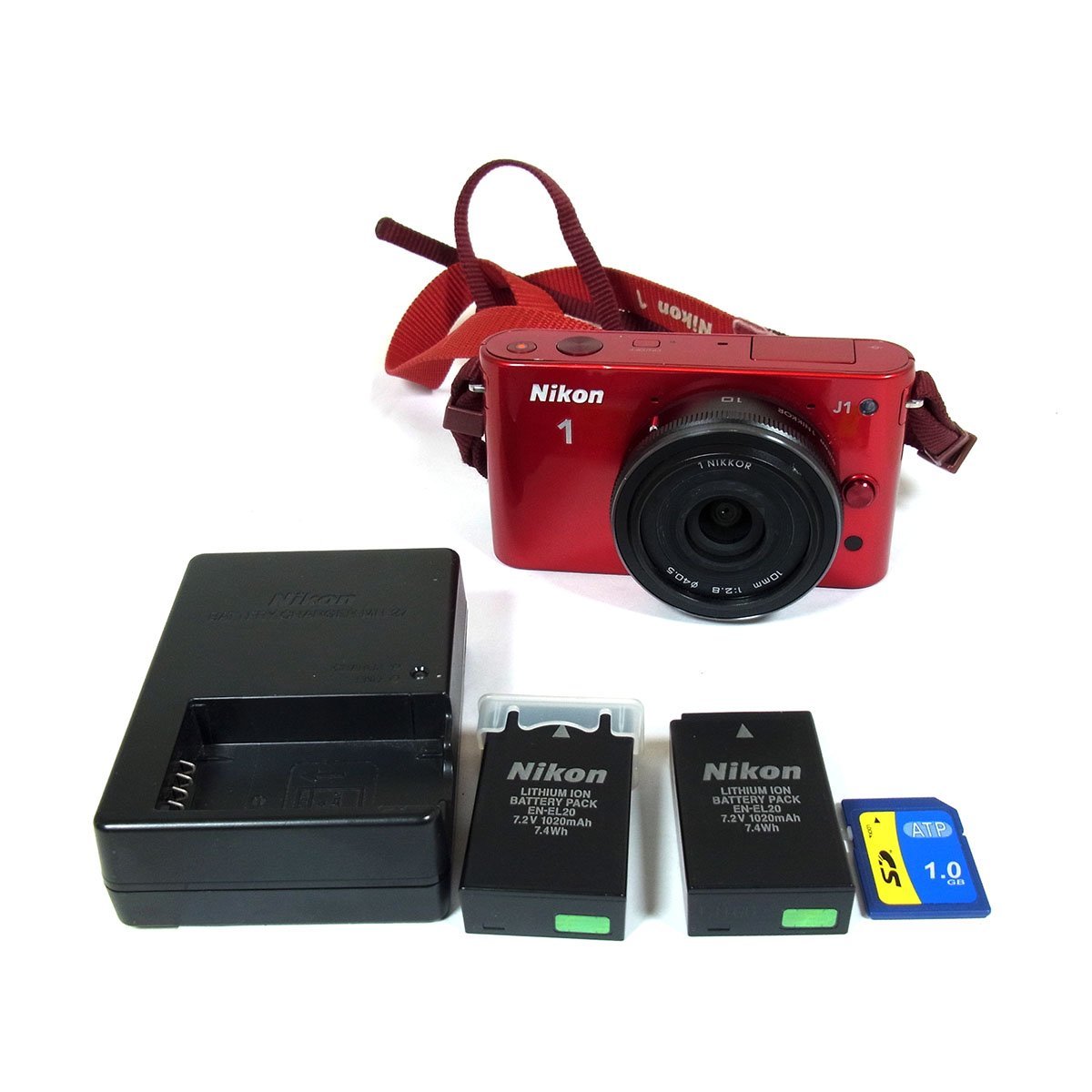 ニコン 1 J1 デジタルカメラ レッド レンズ10mm 1:2.8 通電 動作確認済み 訳アリ品 付属品 Nikon ◆_画像7