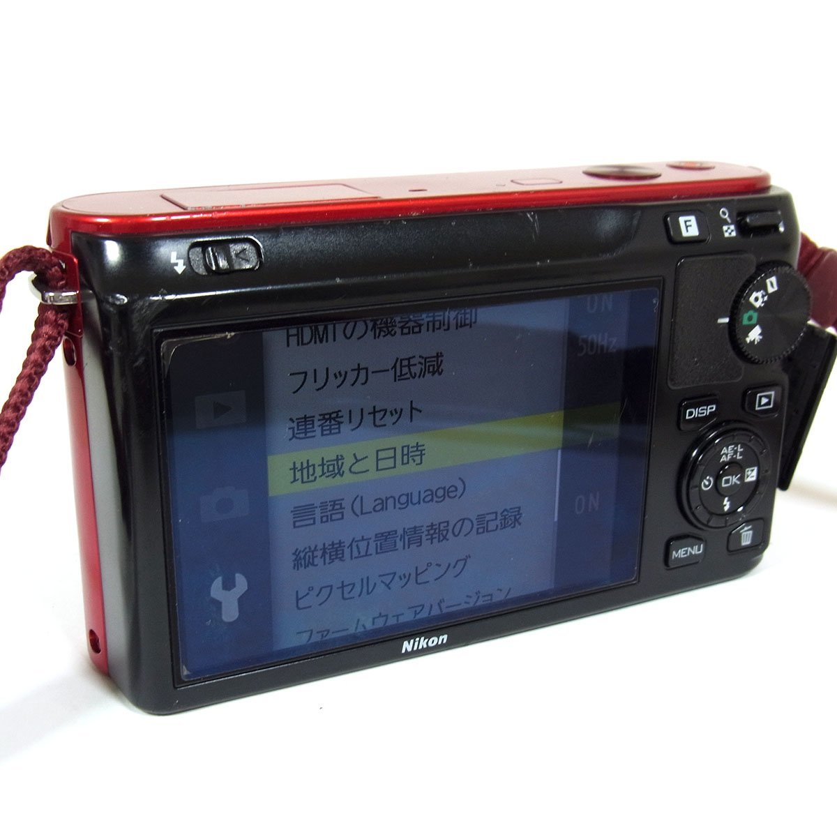 ニコン 1 J1 デジタルカメラ レッド レンズ10mm 1:2.8 通電 動作確認済み 訳アリ品 付属品 Nikon ◆_画像5