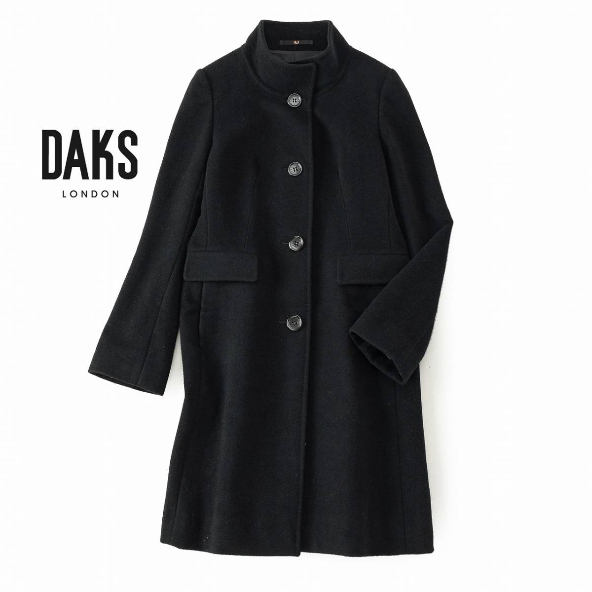 美品★DAKSダックス16万★40size/11号★ウールアンゴラ混コート黒Z162_画像1