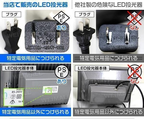 【一年保証付き】新品 LED投光器 ワークライト 10W PSE取得 電球色 3000K IP65 コンセント付 広角 看板 防犯 ライト 夜間 作業灯_画像3