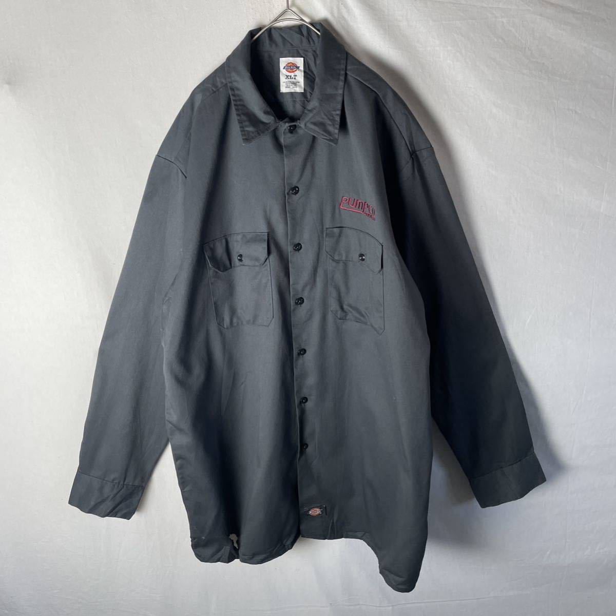 ディッキーズ　長袖ワークシャツ　古着　XLTサイズ　グレー　WORK WEAR_画像1