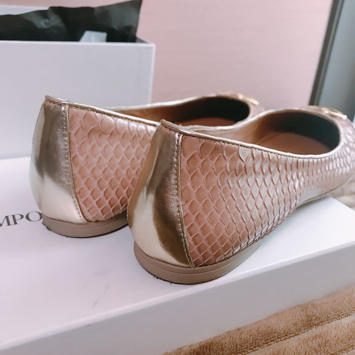  free shipping # beautiful goods * Emporio Armani original leather type pushed . Flat pumps 37 / low heel shoes Christian Louboutin flat shoes 