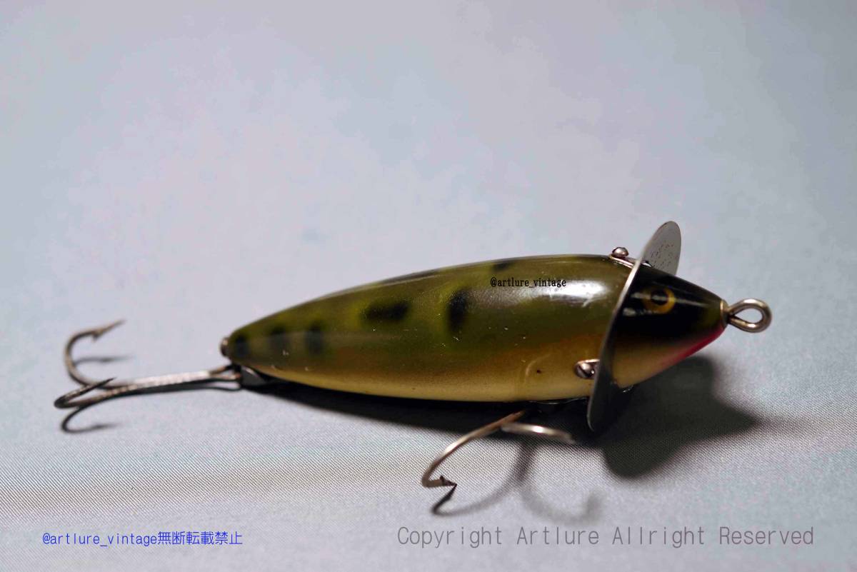 VINTAGE WOODEN LURE HEDDON DOWAGIAC 210 SURFACE 1949～ BULL FROG（6785-58）USA MADE #OLDLURE #ARTLURE_VINTAGE ＃ヴィンテージルアー