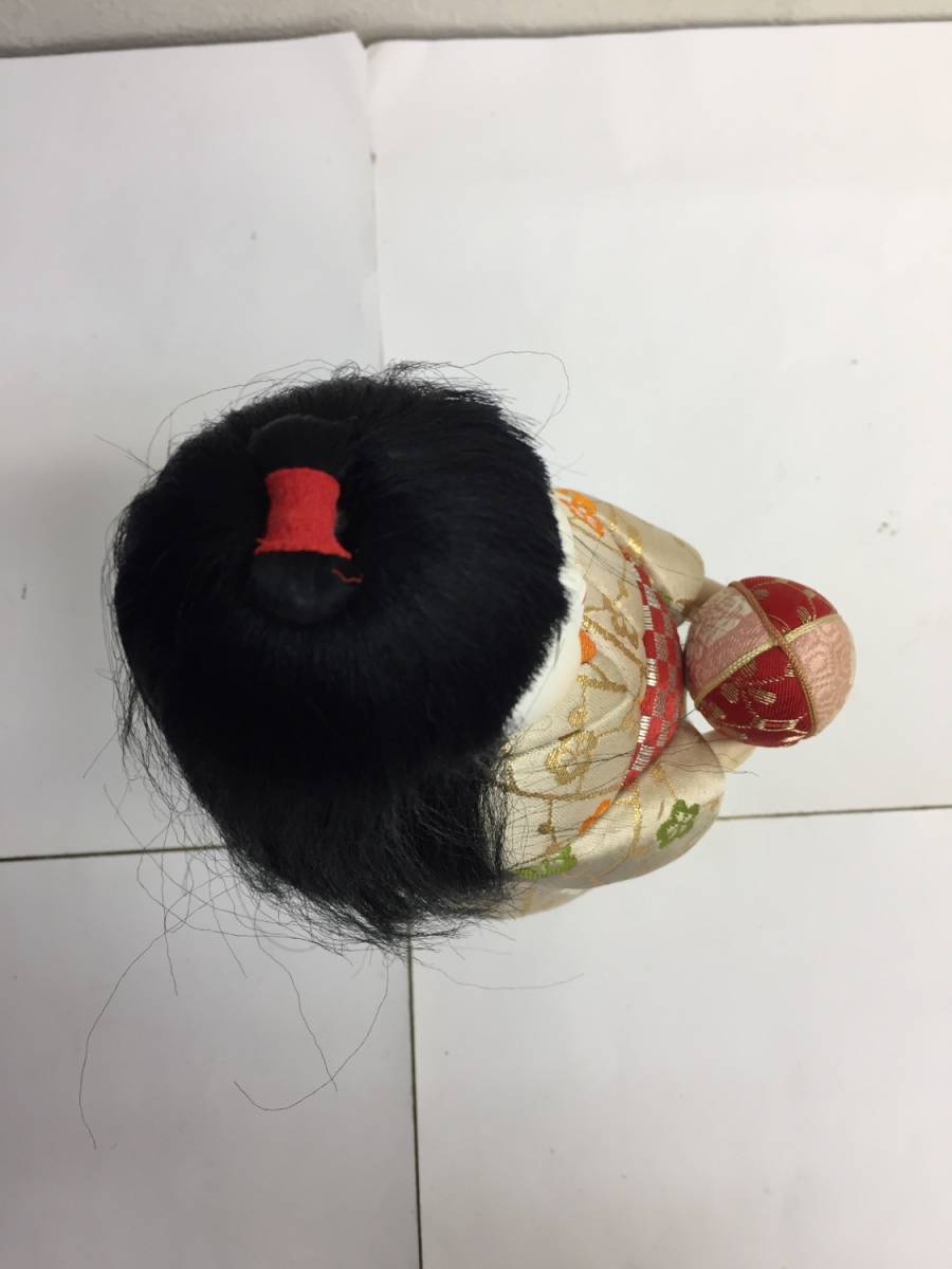[玩具] 日本人形「手まり」長期保管品 女の子 和風 和服 着物 可愛い 抜け毛あり 人形 ドール _画像7