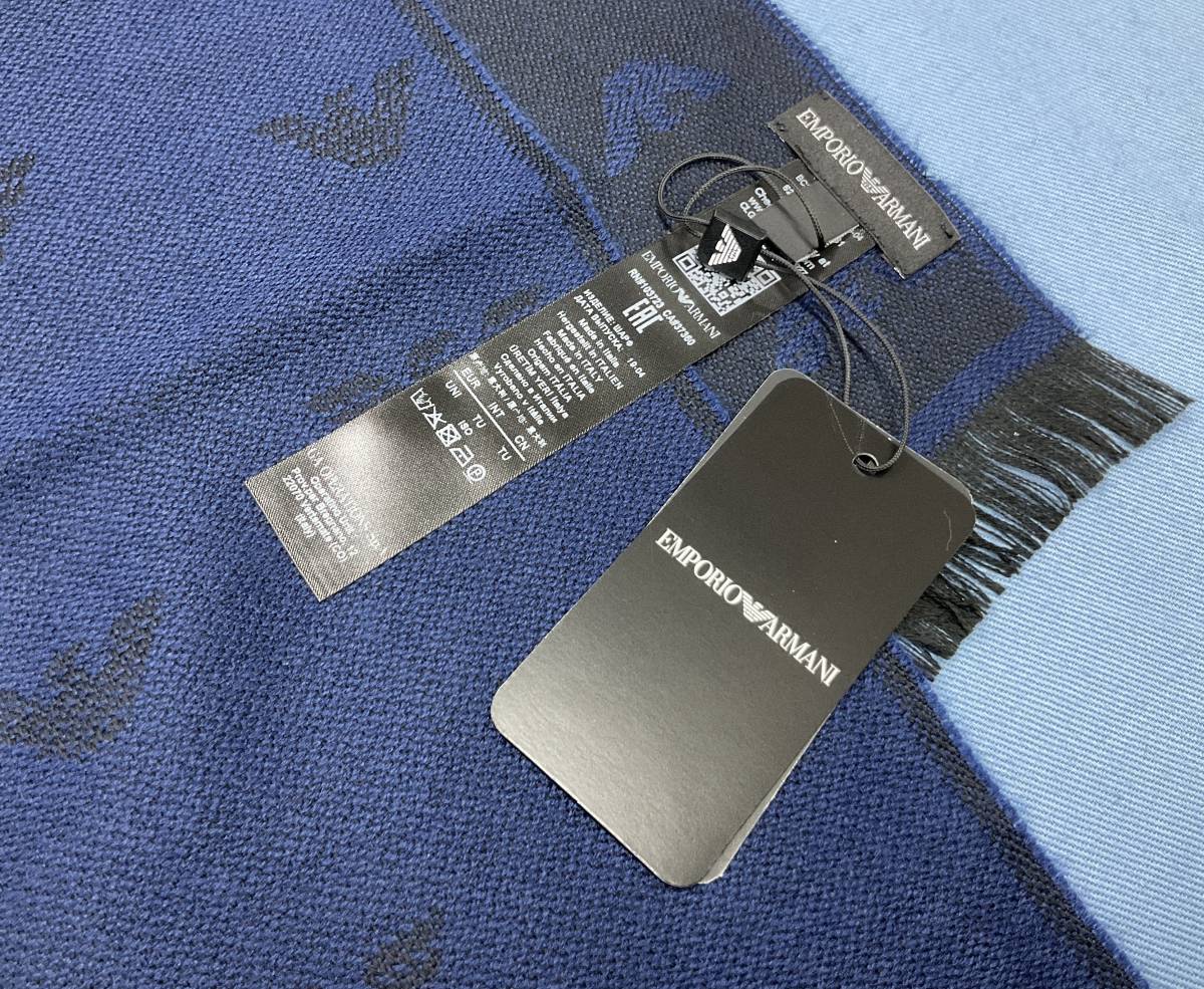  Emporio Armani muffler 10 blue lagoon new goods tag attaching special case less . itself to 625056 9A361 Logo wool 