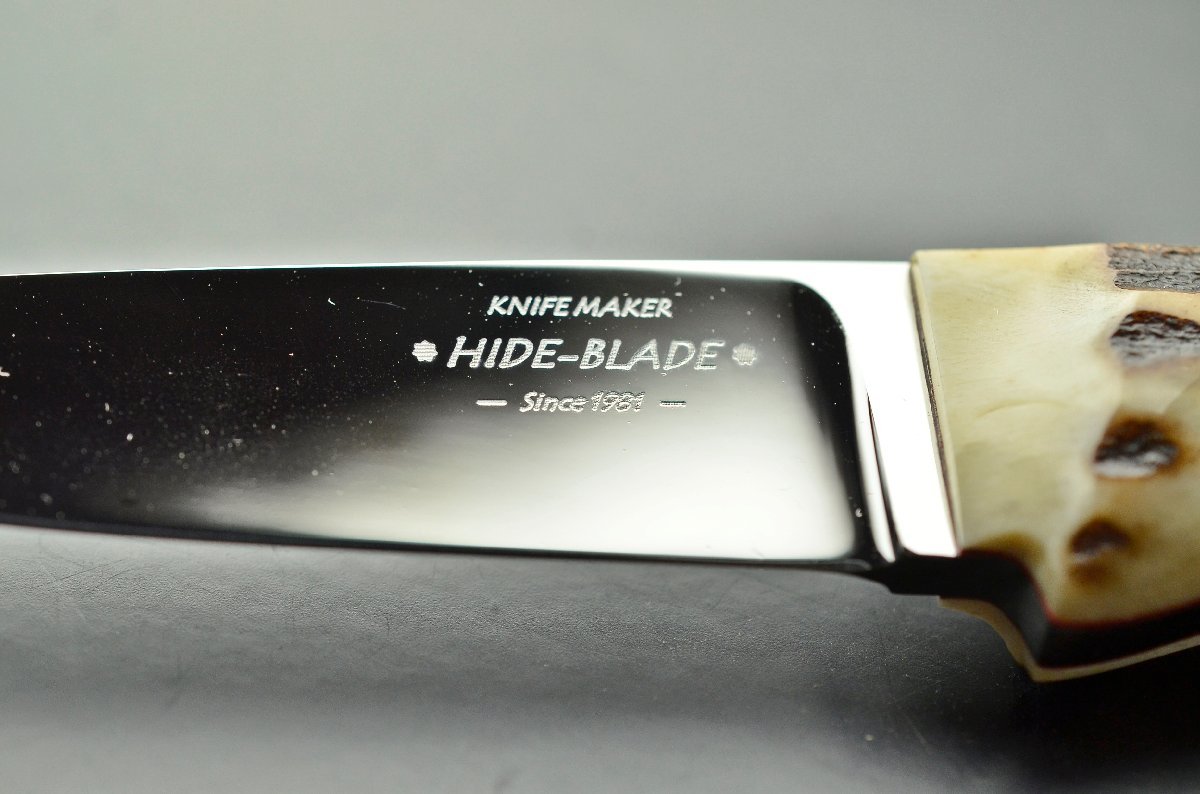 【ナイフー放出71】堀英也（HIDE-BLADE）ケーパーフィン・インプルーブドハンドル★レッドライナー★サンバースタッグ★真鍮ラブレスボルト_画像2