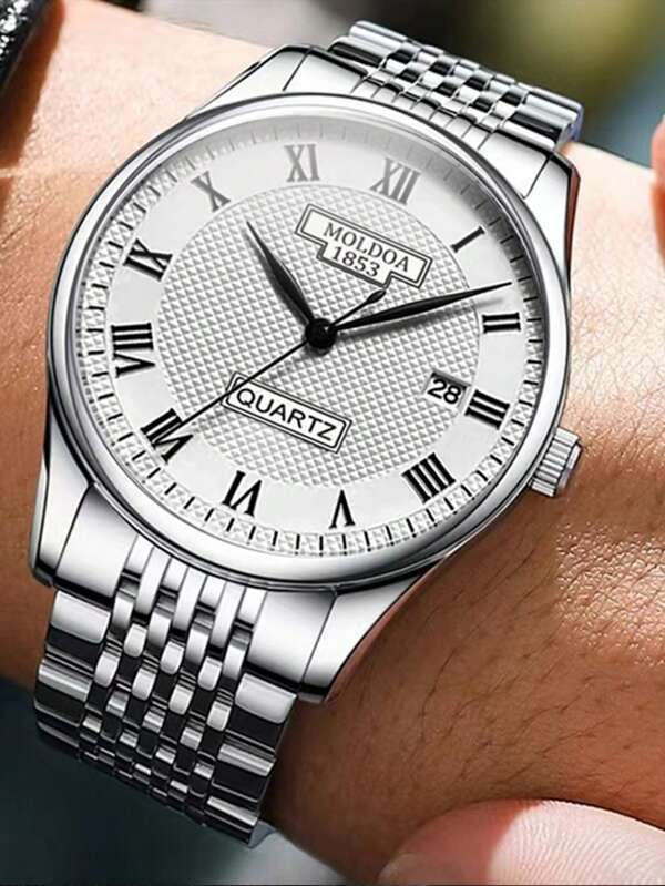 腕時計 メンズ クォーツ 1 新着メンズシルバーステンレススチールバンドハイエンドビジネス & カジュアル腕時計高い外観価値_画像5