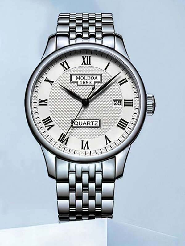 腕時計 メンズ クォーツ 1 新着メンズシルバーステンレススチールバンドハイエンドビジネス & カジュアル腕時計高い外観価値_画像3