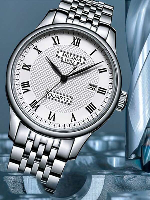 腕時計 メンズ クォーツ 1 新着メンズシルバーステンレススチールバンドハイエンドビジネス & カジュアル腕時計高い外観価値_画像4