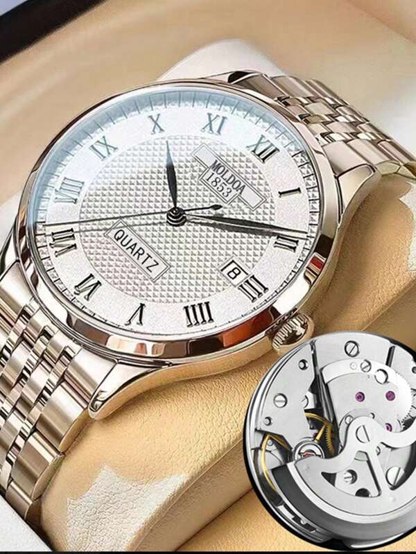 腕時計 メンズ クォーツ 1 新着メンズシルバーステンレススチールバンドハイエンドビジネス & カジュアル腕時計高い外観価値_画像1