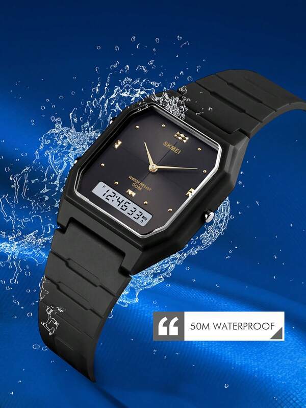 腕時計 メンズ デジタル メンズ腕時計 ウルトラスリムデザイン デュアルディスプレイ 防水 橡皮ストラップ付き カップル用 女性用_画像4