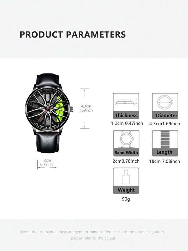 腕時計 メンズ クォーツ メンズ腕時計 カーウィール風 ブレーキキャリパー型ダイアル ホローアウト 海外から直輸入_画像2