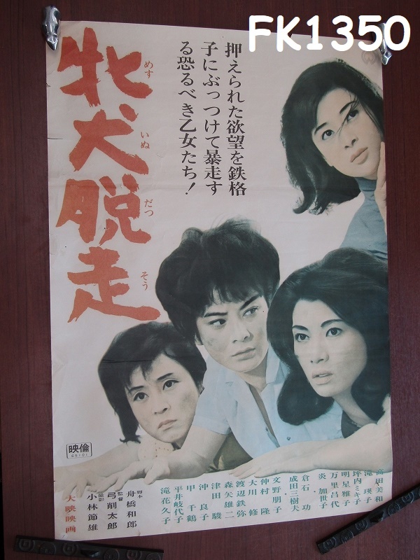 FK-1350 当時物　映画ポスター　B2サイズ　1965年　大映、高田美和_画像1
