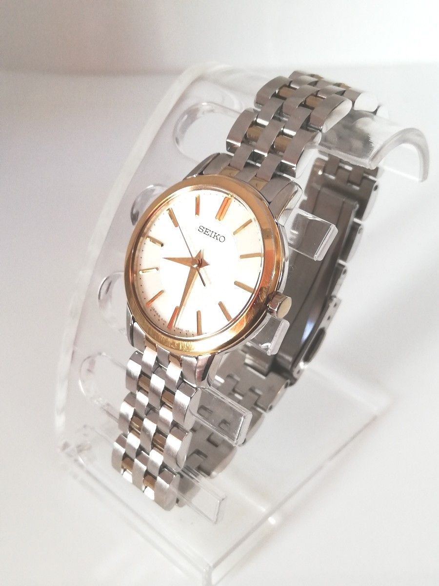 【電池新品、美品、年差10秒】SEIKO セイコー　エクセリーヌ　白蝶貝ダイヤル　4J41-0AW0