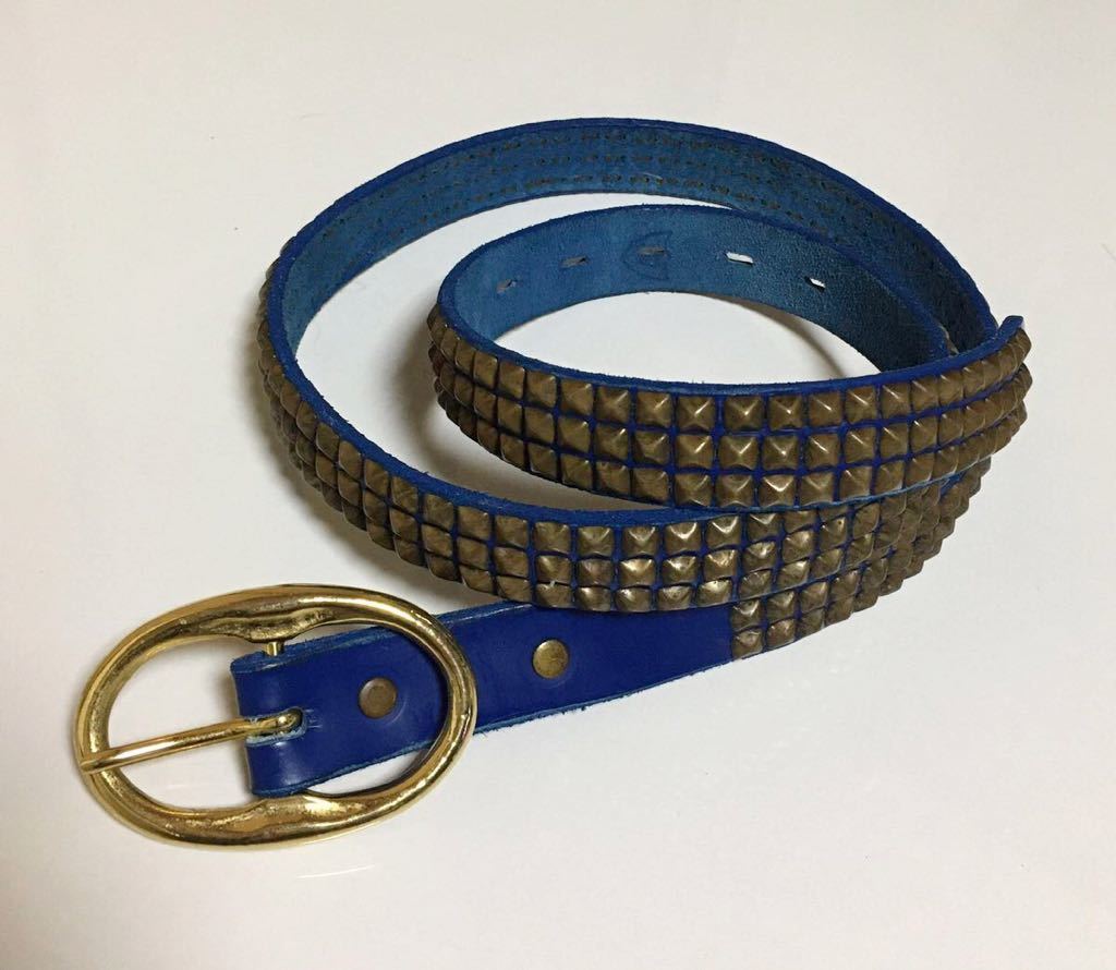 HTC BLACK × JUNHASHIMOTO 別注 A&E BELT BLUE エイチティーシー ジュンハシモト ナロー レザー ベルト narrow leather ミスチル 桜井_画像1