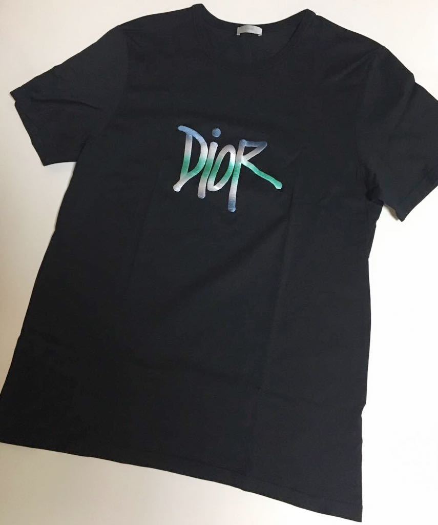 Dior x Stussy コラボ Logo Embroidered Tシャツ XXL BLACK ディオール ステューシー 刺繍 TEE Shawn ロゴ 半袖 カットソー ブラック 黒_画像2