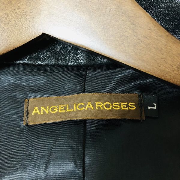 ANGELICA ROSES　シングルライダース　レザージャケット　L　ブラック　羊革　サイドライン　本革　リアルレザー　黒_画像3