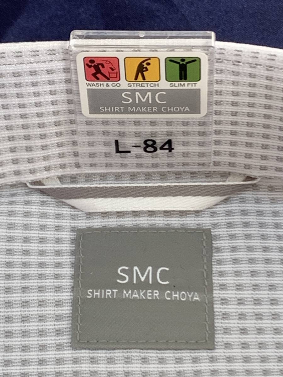 SMC 長袖 シャツ L -84 白薄灰 未使用品_画像5