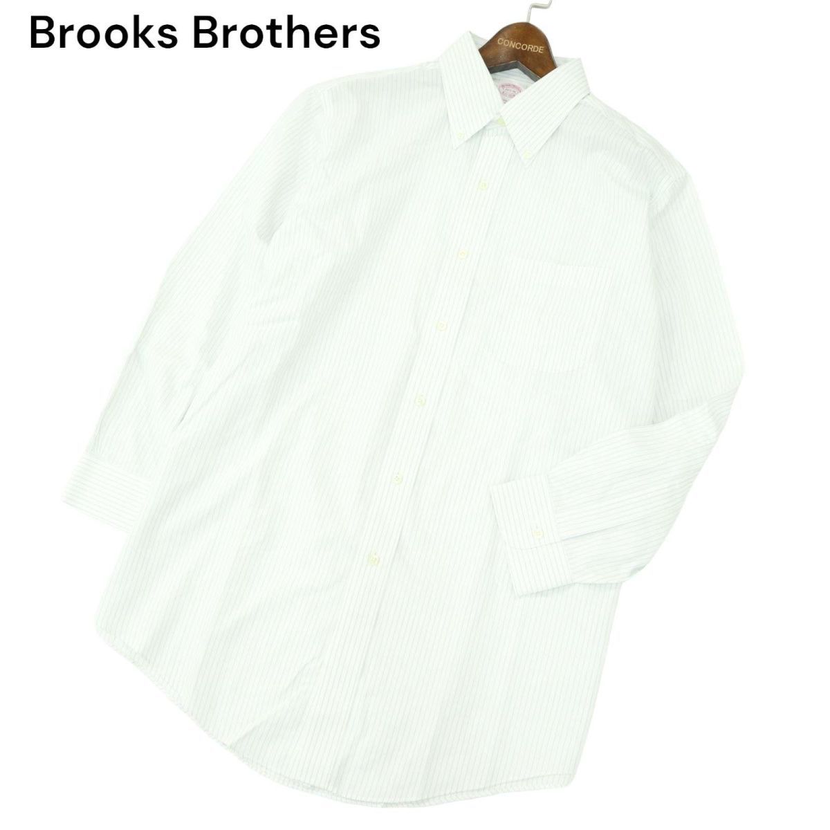 Brooks Brothers ブルックスブラザーズ 通年 ノンアイロン★ 長袖 ストライプ シャツ Sz.15 1/2-31　メンズ 白 大きいサイズ　A4T00046_1#C_画像1