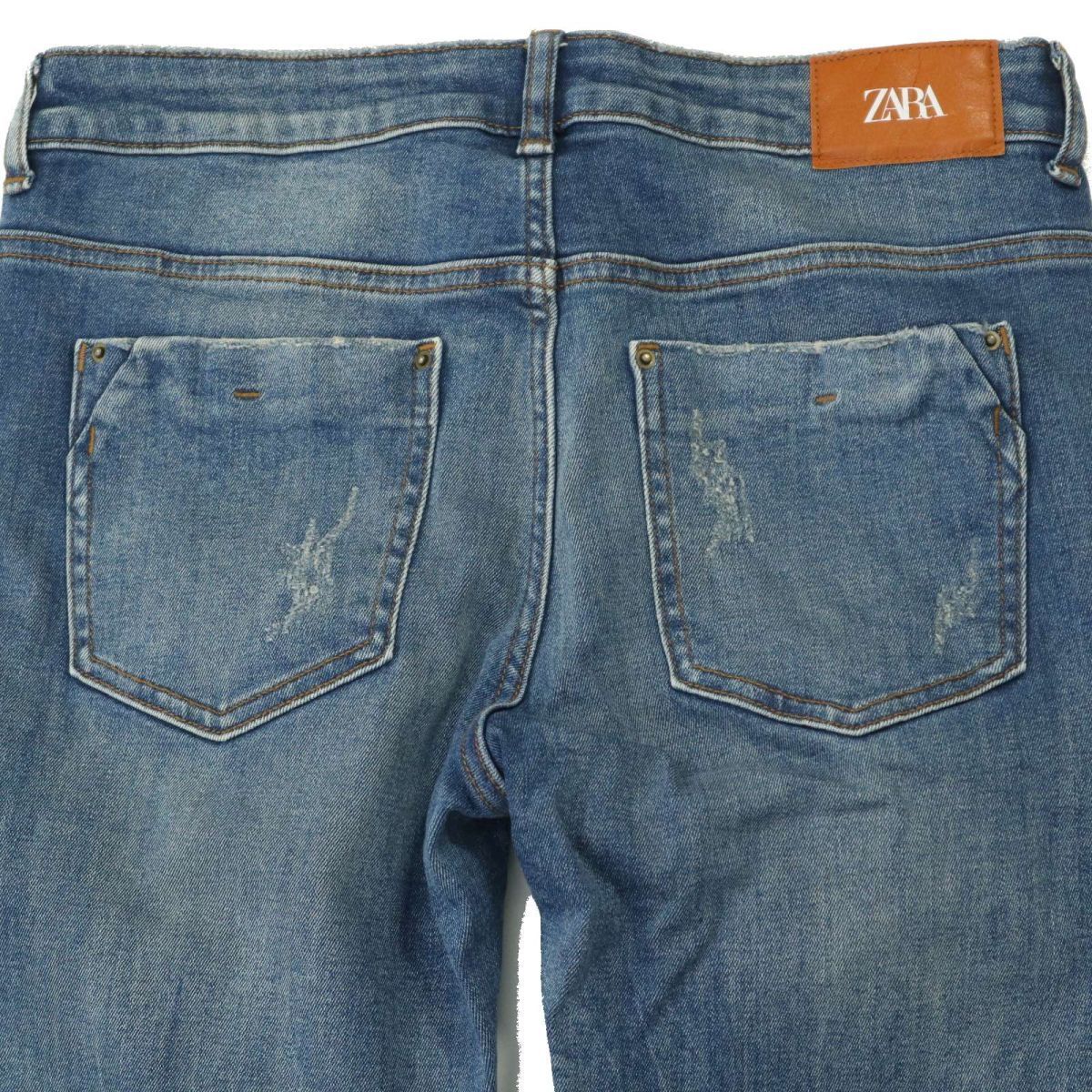 ZARA ザラ マン 現行タグ★ クラッシュ加工 ストレッチ デザイン スキニー デニム パンツ ジーンズ Sz.28　メンズ　A4B00111_1#R_画像6