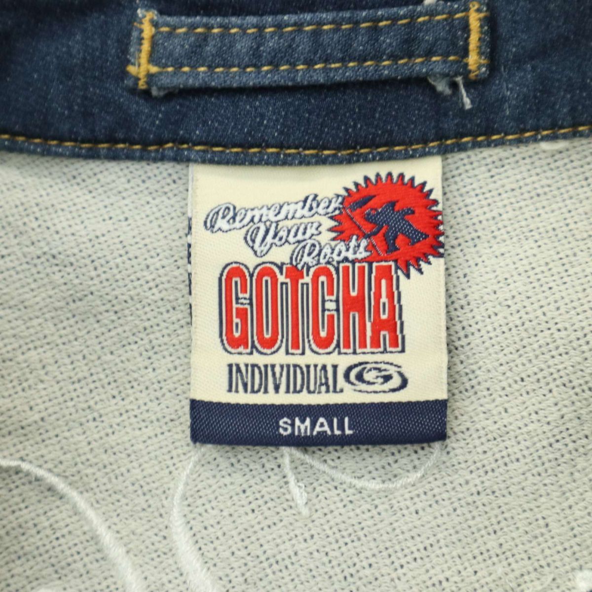 GOTCHA Gotcha через год Logo вышивка * USED обработка тренировочный Denim блузон жакет G Jean Sz.S мужской Surf A4T00354_1#O