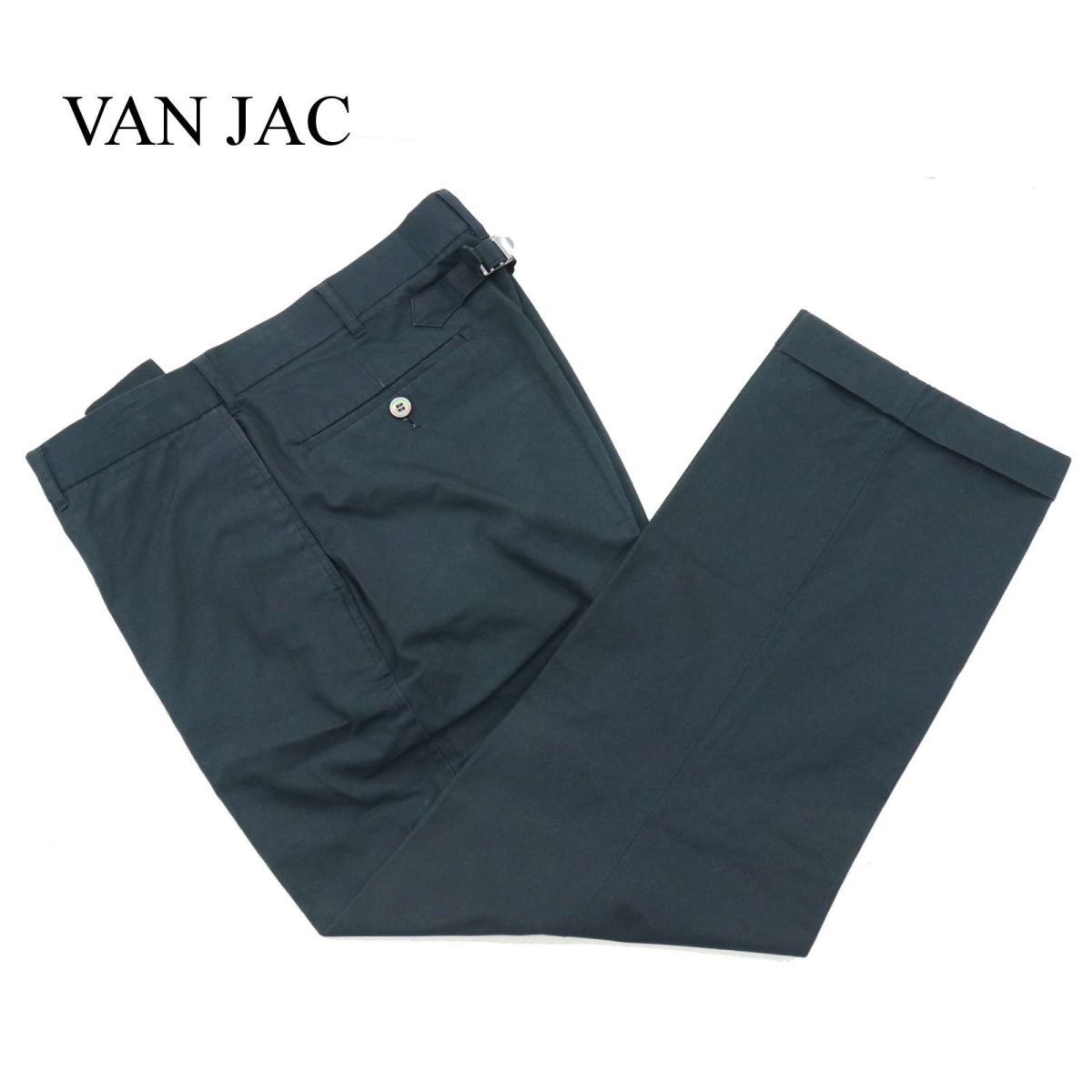VAN JAC ヴァン ジャック 通年 シンチバック★ コットン スラックス パンツ Sz.85　メンズ ネイビー 日本製　A4B00124_1#R_画像1