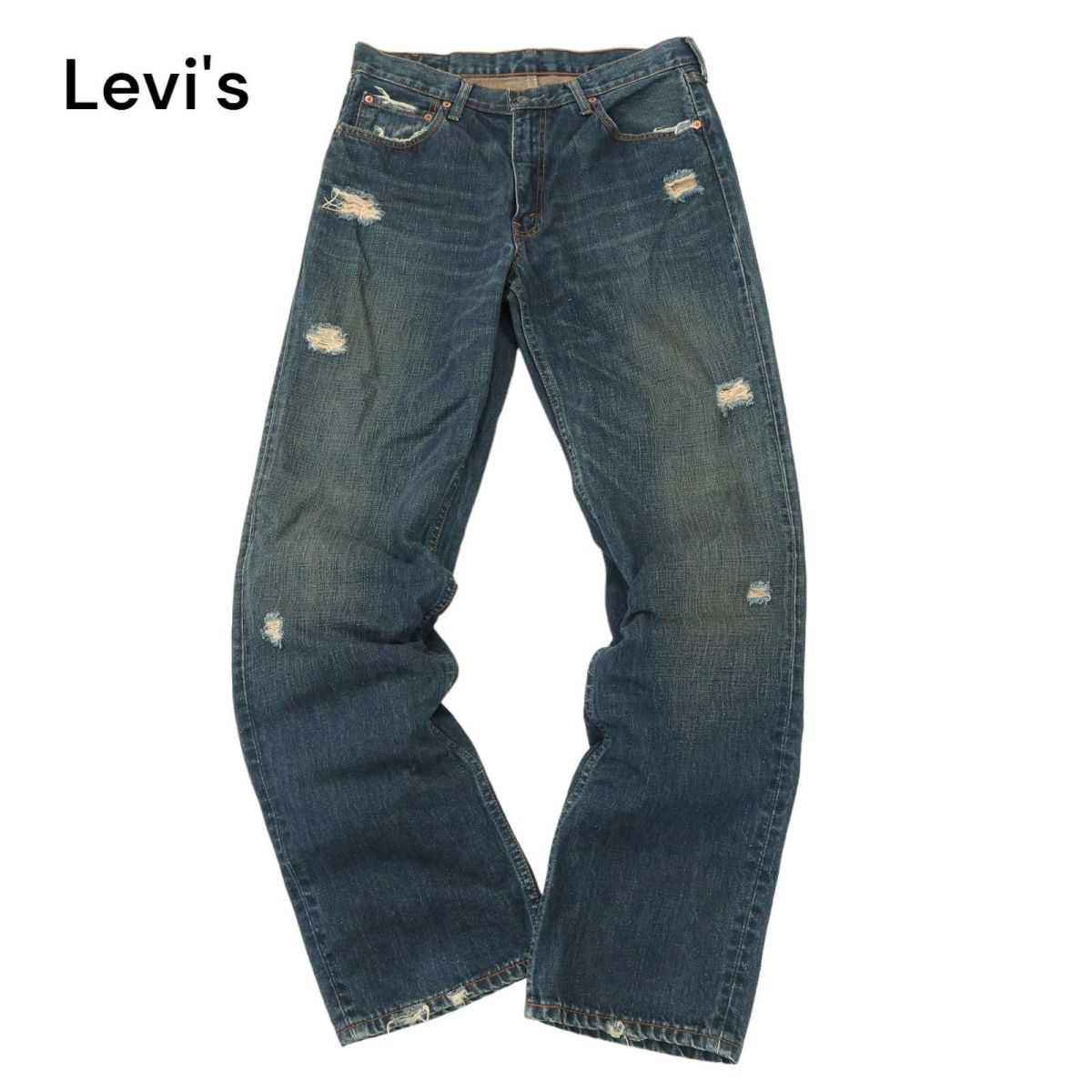 Levi's 502 リーバイス 502-03 ダメージ加工★ レギュラー ストレート デニム パンツ ジーンズ Sz.34　メンズ 大きいサイズ　A4B00014_1#R_画像1