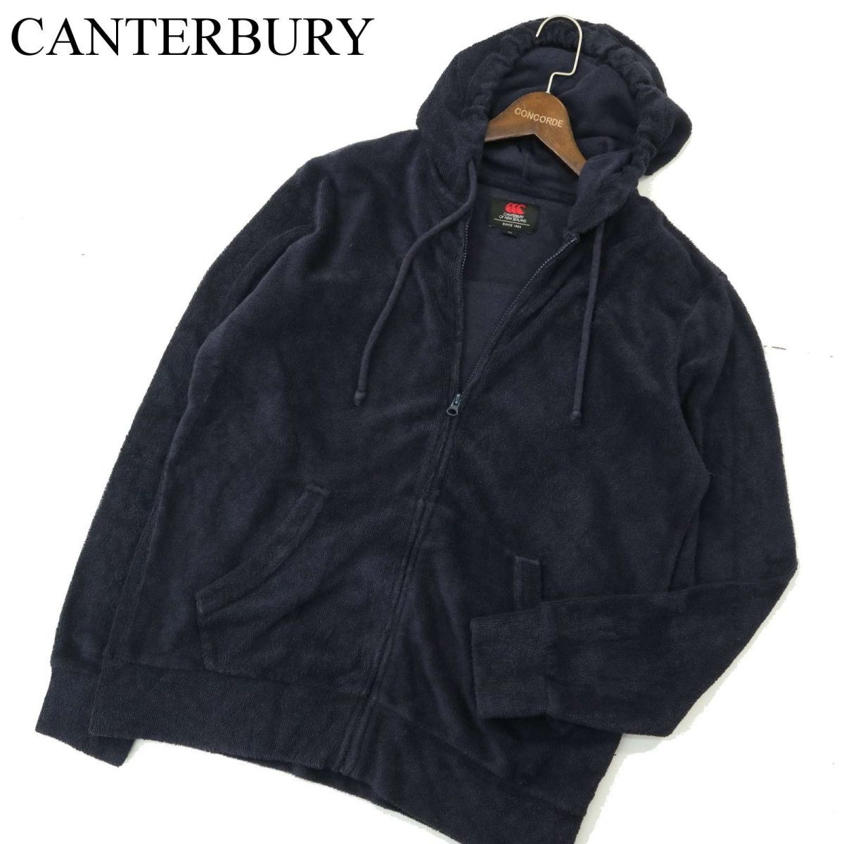 CANTERBURY カンタベリー 通年 パイル★ フーディー ジップ パーカー Sz.3L　メンズ ネイビー 大きいサイズ 特大 ラグビー　A4T00453_1#O_画像1