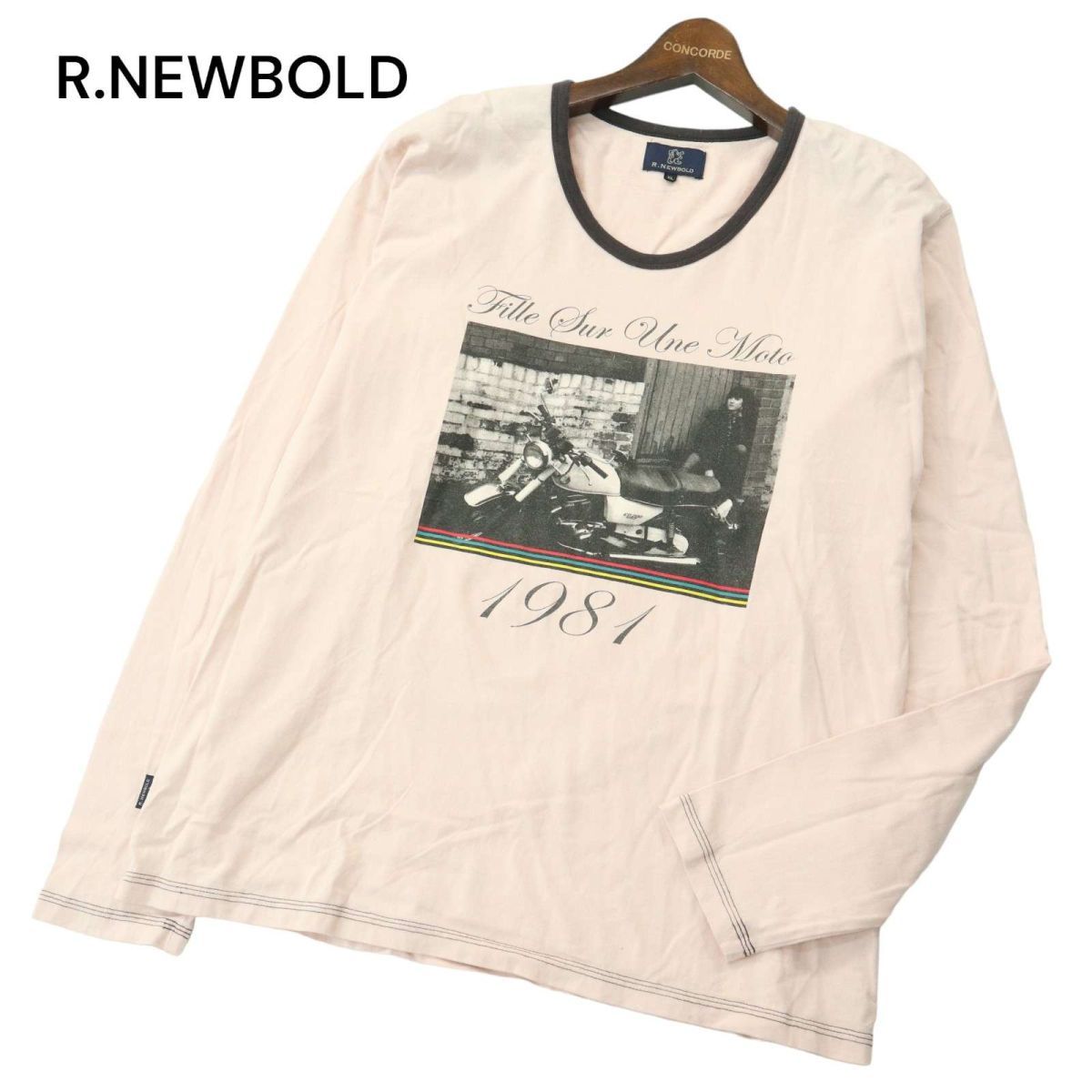 R.NEWBOLD ポールスミス 通年 バイク ガール フォト プリント★ 長袖 カットソー ロンTシャツ Sz.XL　メンズ 大きいサイズ　A4T00479_1#F_画像1