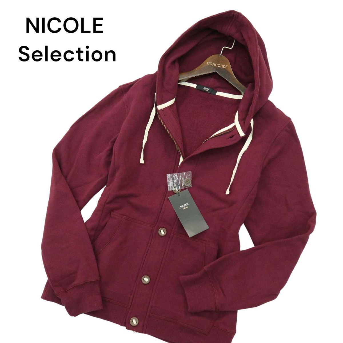【新品 未使用】 NICOLE Selection ニコル セレクション 通年 スウェット フーディー パーカー ジャケット Sz.50　メンズ　A4T00457_1#I_画像1