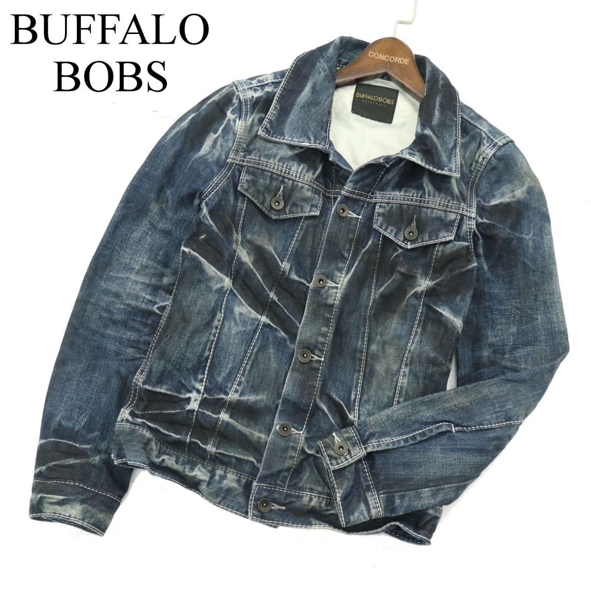 BUFFALO BOBS バッファローボブス 通年 USED&ムラ加工★ デニム トラッカー ジャケット Gジャン Sz.1　メンズ　A4T00769_1#O_画像1