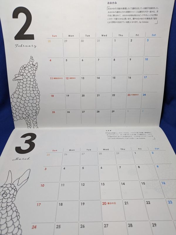 未使用　 2024年カレンダー 小学生アーティストConocaちゃんのつぶつぶアート塗り絵カレンダー
