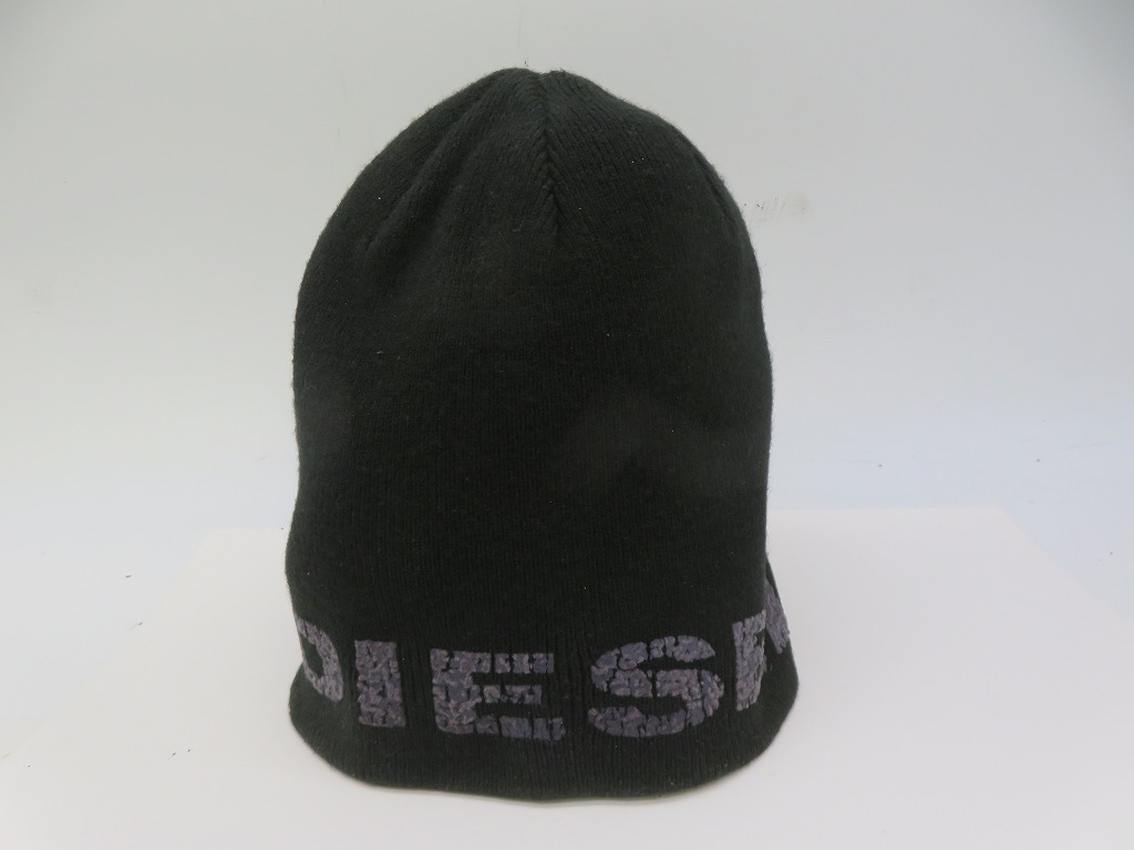 TU275★ディーゼル/DIESEL ニット帽 ブラック ロゴ ユニセックス フリーサイズ 中古品_画像1