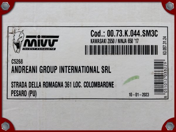 ●未使用品●17-23 Z650/Ninja650用 MIVV MK3 フルエキゾーストマフラー (カーボンサイレンサー)●[L]梱包●54057_画像10