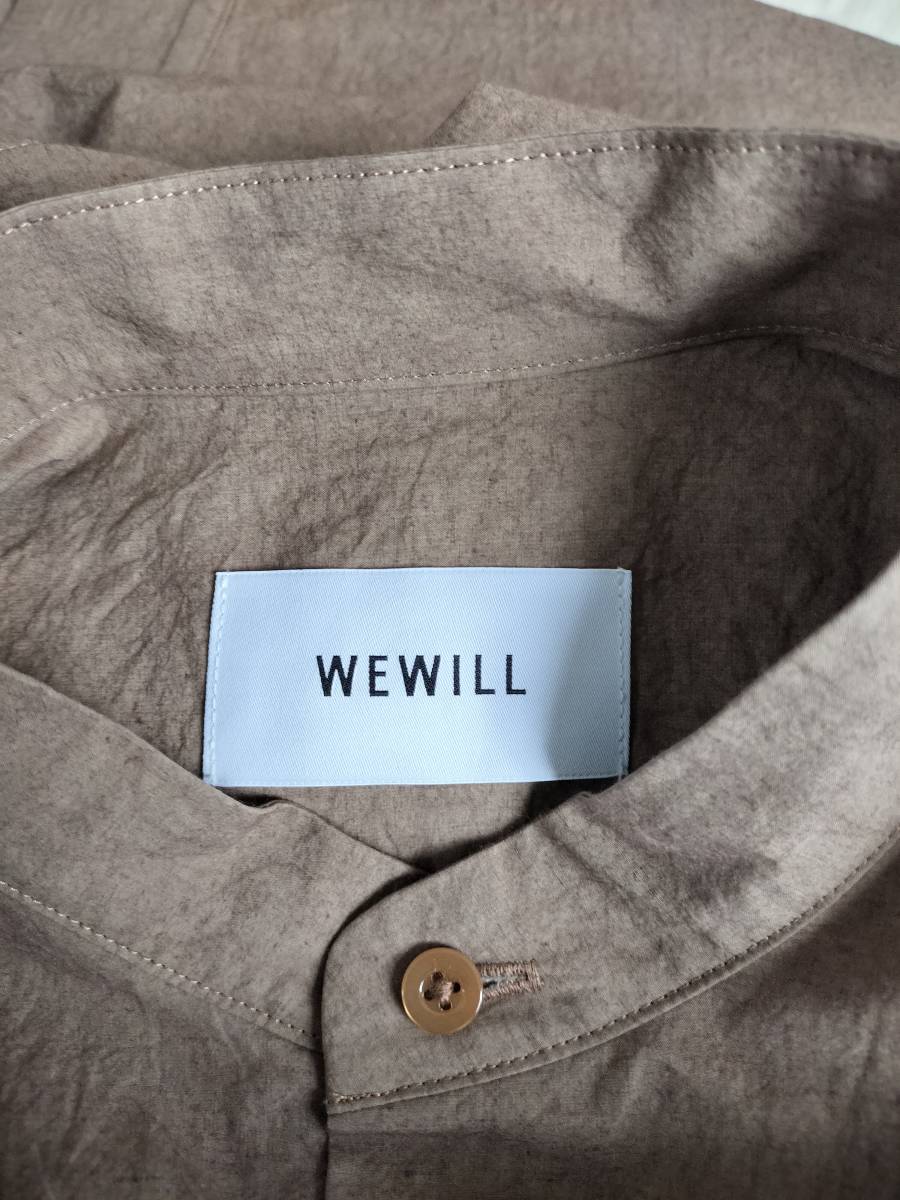 WEWILL/ウィーウィル/リネン混バンドカラーロングシャツ/サイドスリット/ゆったりシルエット/立体オーガニック素材_画像9