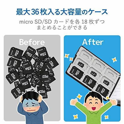 エレコム メモリカードケース SD ケース プラスチック SD18枚 + microSD18枚収納 ブラック CMC-SDCPP3_画像2