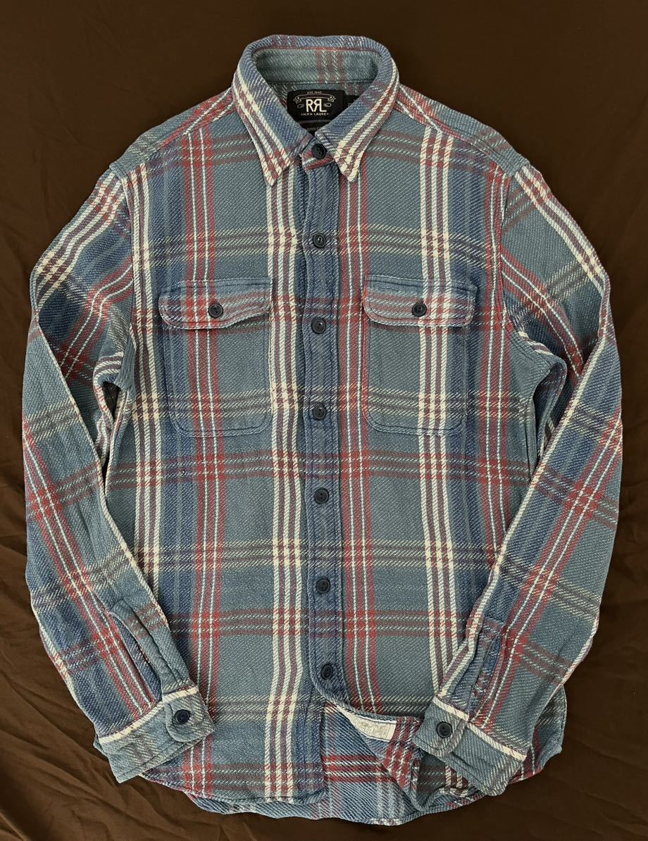 【傑作】極美品 RRL FLANNEL PLAID CHECK SHIRT ダブルアールエル プレイド チェック フランネル シャツ ラルフローレン S_画像2