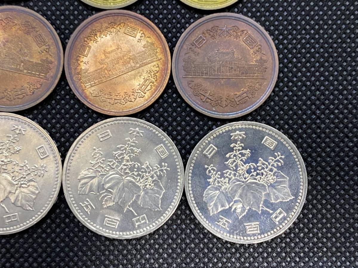 9851★旧硬貨 昭和64年発行貨幣セット 500円、10円、5円、1円 各4枚ずつ 額面 2064円 1989年 特年 五百円 十円 五円 一円 まとめ_画像8