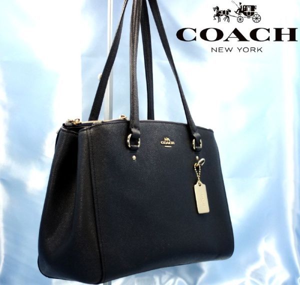 コーチ COACH ブラック レザー F1879-F37147 2Way ハンドバッグ トートバッグ メンズ 通勤 超美品 ショルダーバッグ １円_画像1