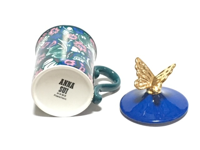 【ANNA SUI×Francfranc】（NO.5134）アナスイ×フランフラン フタ付きマグ フラワー　化粧箱付き　ブルー 未使用_画像5