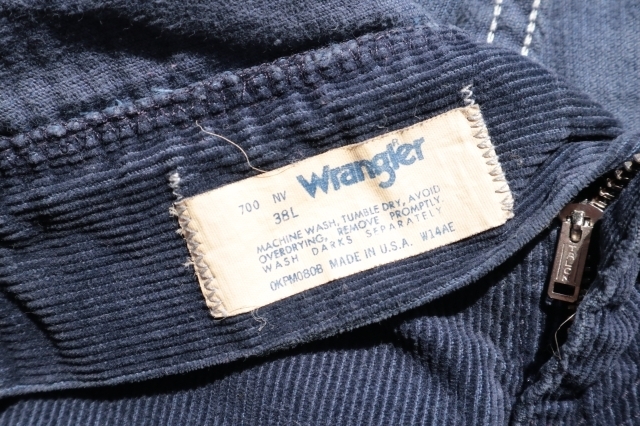 ◆ 70's-80's USA製 Wrangler ラングラー フレア コーデュロイパンツ W38 紺 ネイビー/ビンテージ オールド アメリカ古着 レトロ_画像4