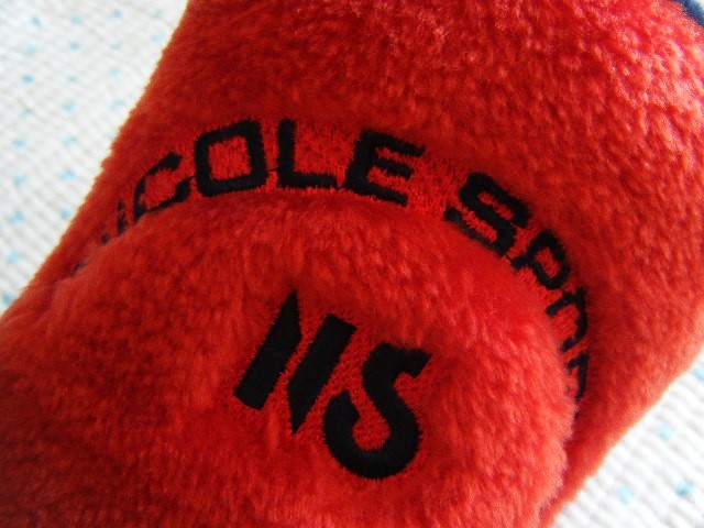 ニコルスポーツ　NS／NICOLE SPORTS　ドライバー用ヘッドカバー　赤/紺色　ロゴマーク等刺繍　番手は面ファスナー装着　＠古いモデル_画像6