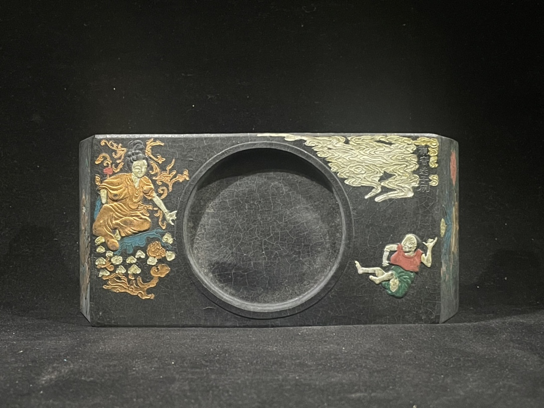 13930円 *珍品旧蔵*中国四大名硯の一 歙硯 観音台の墨硯の置物 13930円 *珍品旧蔵*中国四大名硯の一 歙硯 観音台の墨硯の置物