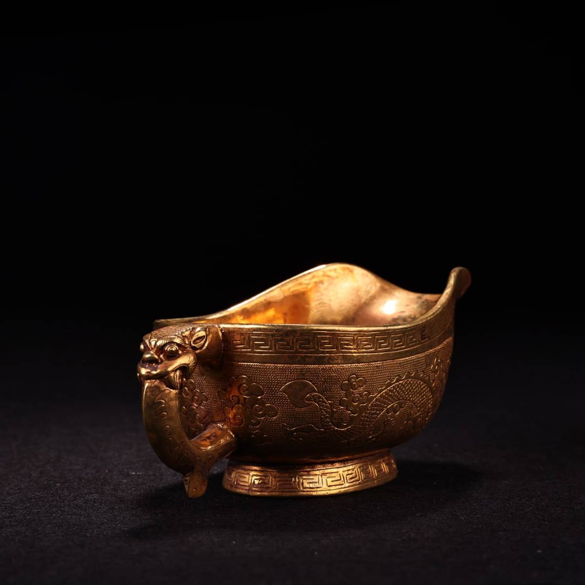  *珍品旧蔵* 近現代 金竜杯 純銅 彫刻 中国器具 中国古物 中国古美術 GH0129_画像7