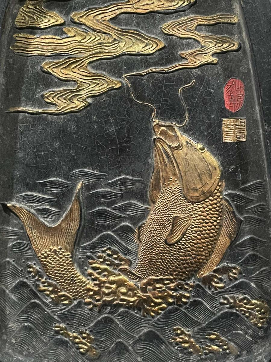 珍品旧蔵*中国四大名硯の一 歙硯 海を渡る八仙と墨硯の置物 人物 珍品旧蔵*中国四大名硯の一 歙硯 海を渡る八仙と墨硯の置物 人物